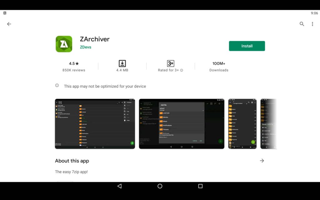 Install ZArchiver App on PC