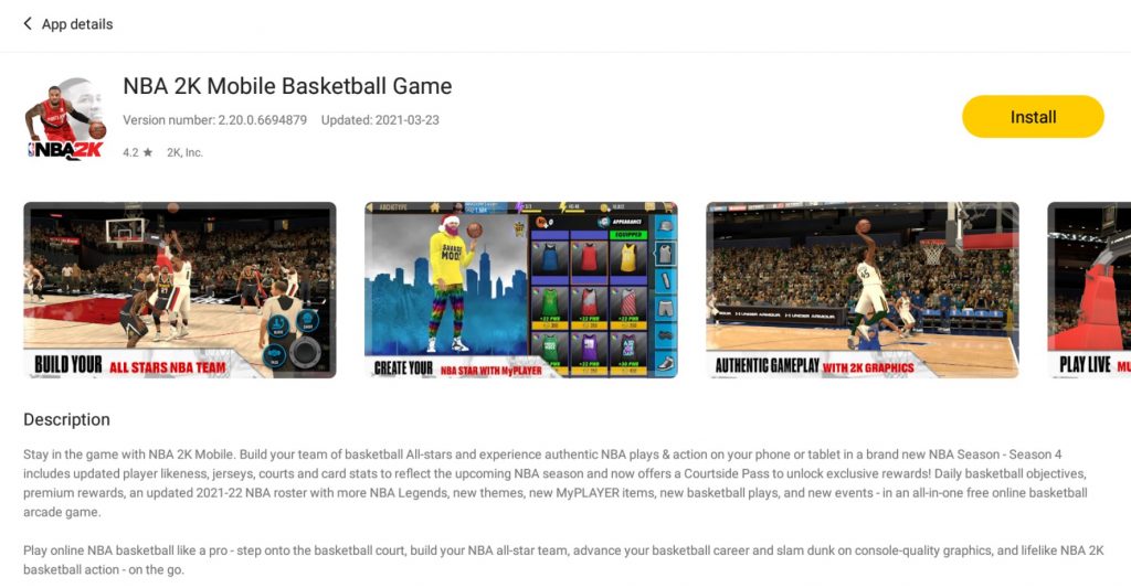 NBA 2K Mobile Basketball install