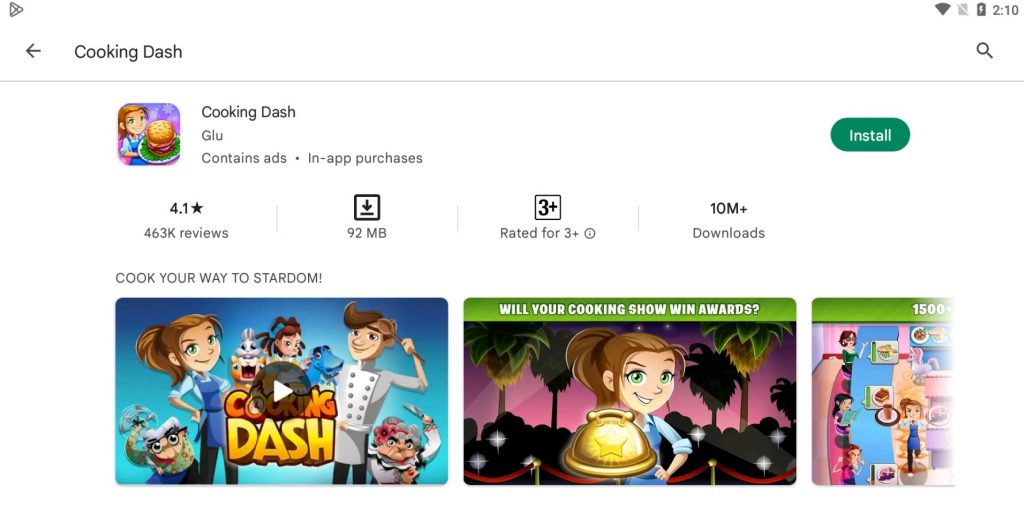 Cooking Dash Install