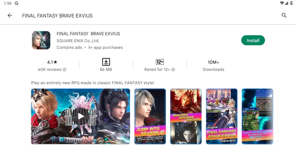 Final Fantasy Brave Exvius install